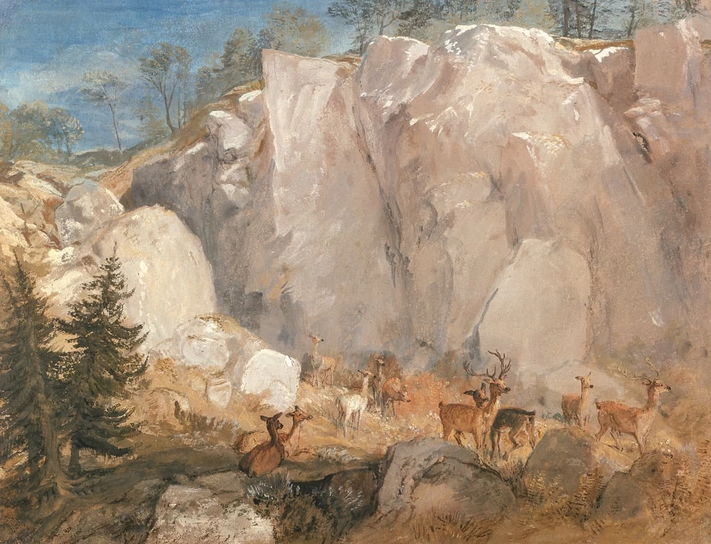 Caley Crags con cervi, c.1818
